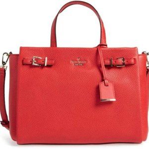 kate spade Women's Lanie Leather Large Top Handle Red Satchel Crossbody